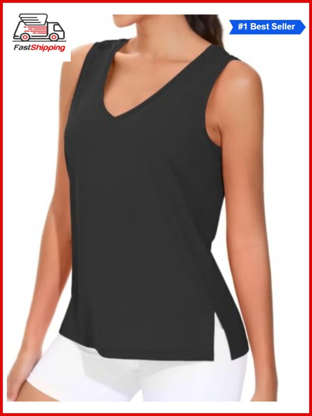Loose Fit V Neck Workout Tank Top Sleeveless Yoga Shirt